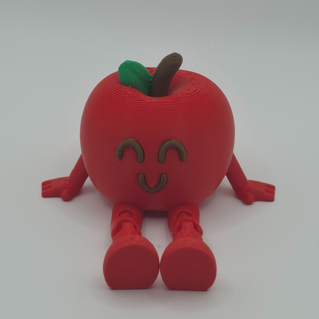 Happy Apple Flexible Friend - Articulated 3D Printed Desk Toy