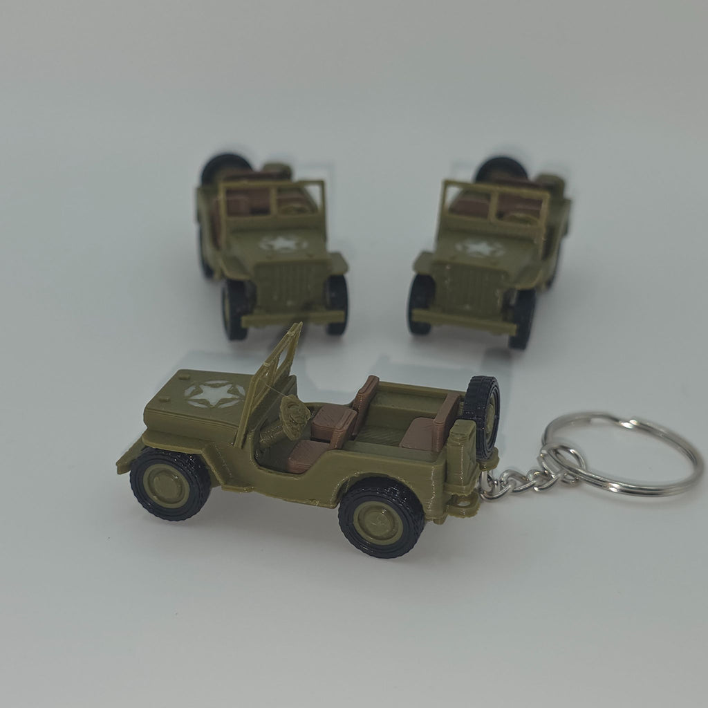 WWII Military Jeep Keychain - High-Detail 3D Printed Tactical Miniature