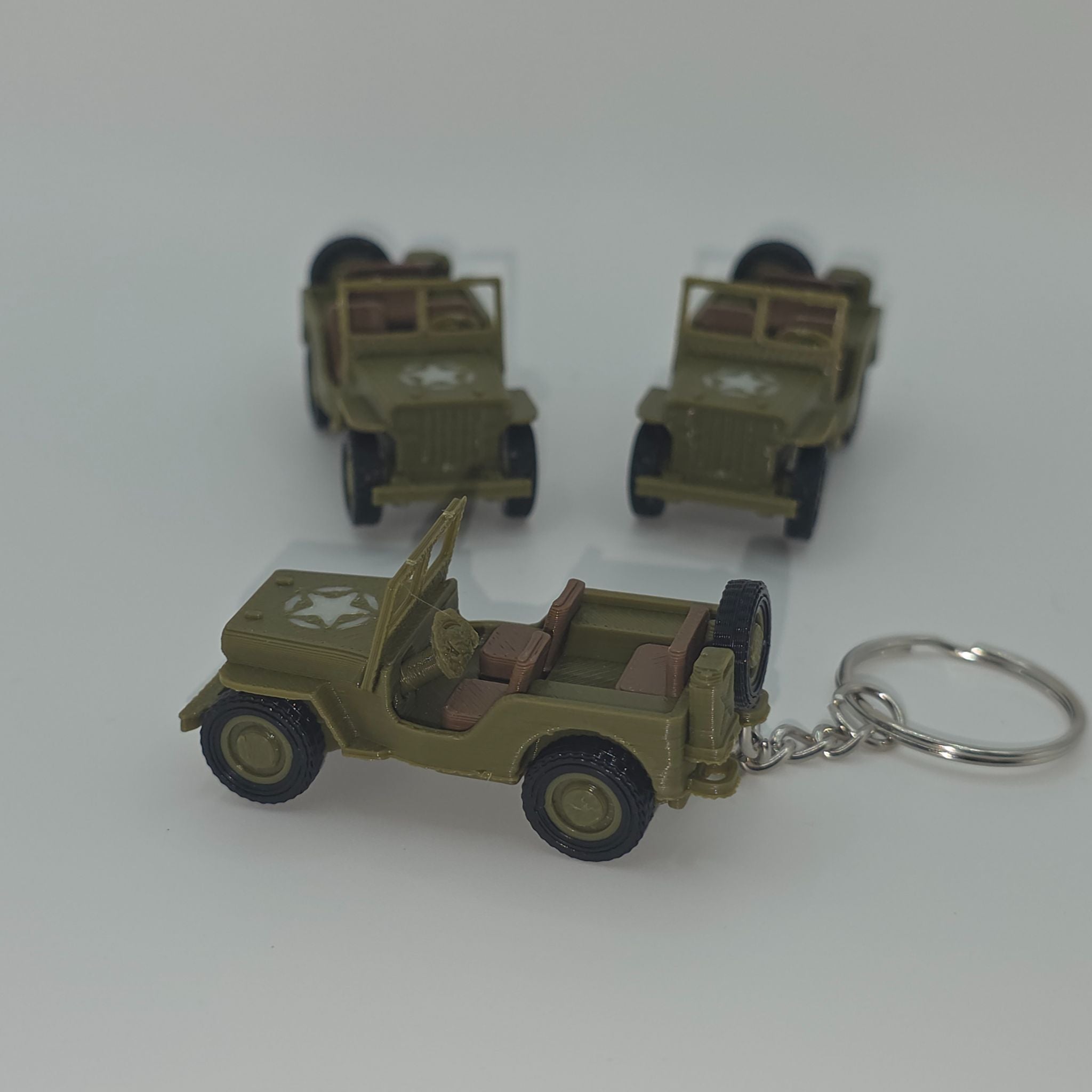 WWII Military Jeep Keychain - High-Detail 3D Printed Tactical Miniature