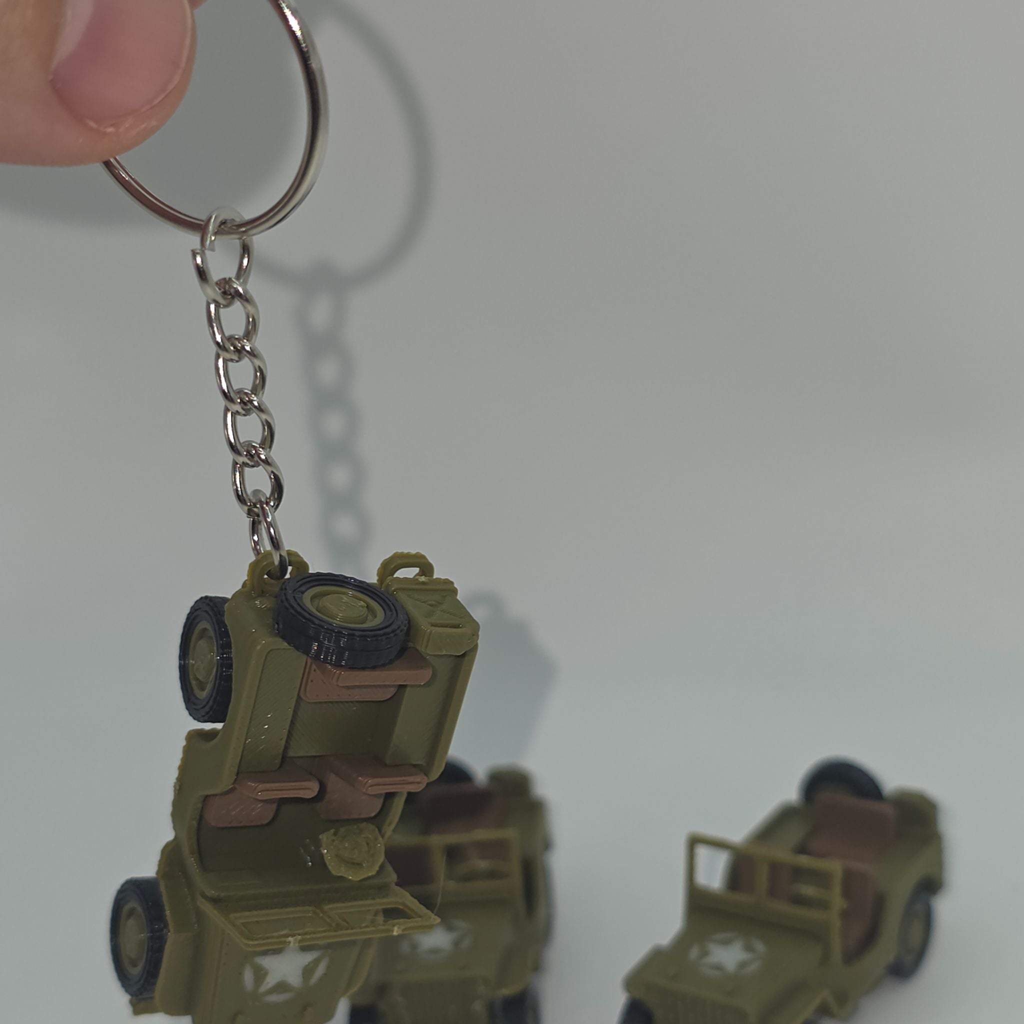 WWII Military Jeep Keychain - High-Detail 3D Printed Tactical Miniature
