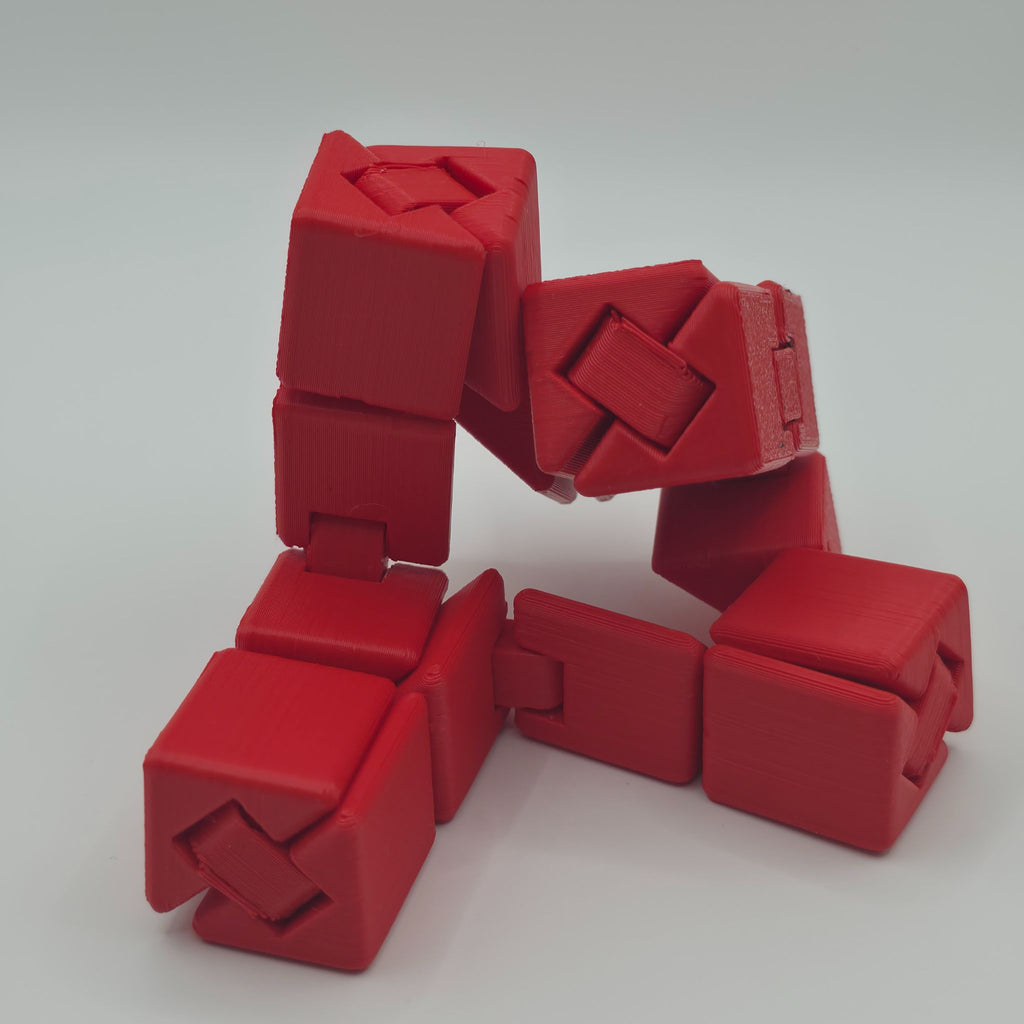 Red Infinity Cube Flexible - Premium 3D Printed Fidget Toy