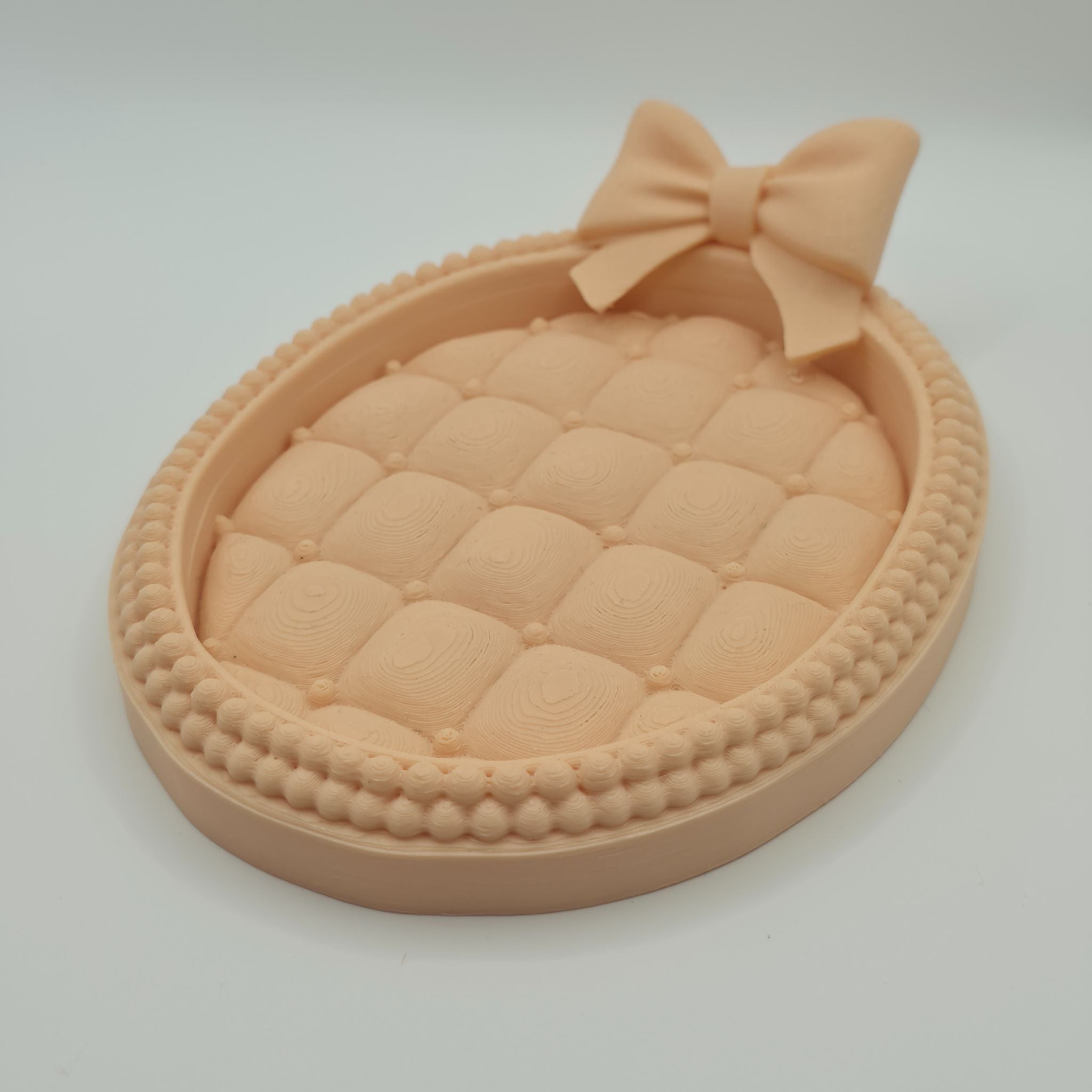 Elegant Bow Jewelry Tray - 3D Printed Tufted Vanity Dish & Trinket Organizer