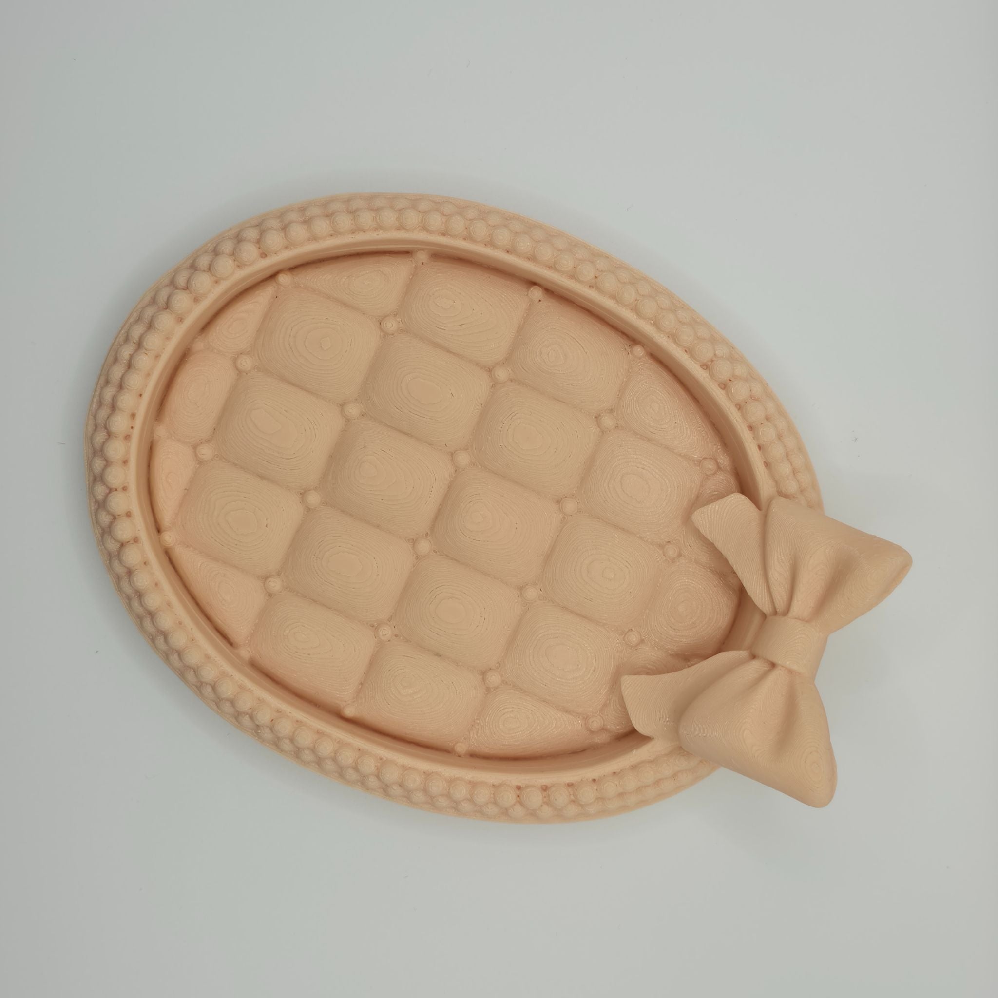 Elegant Bow Jewelry Tray - 3D Printed Tufted Vanity Dish & Trinket Organizer