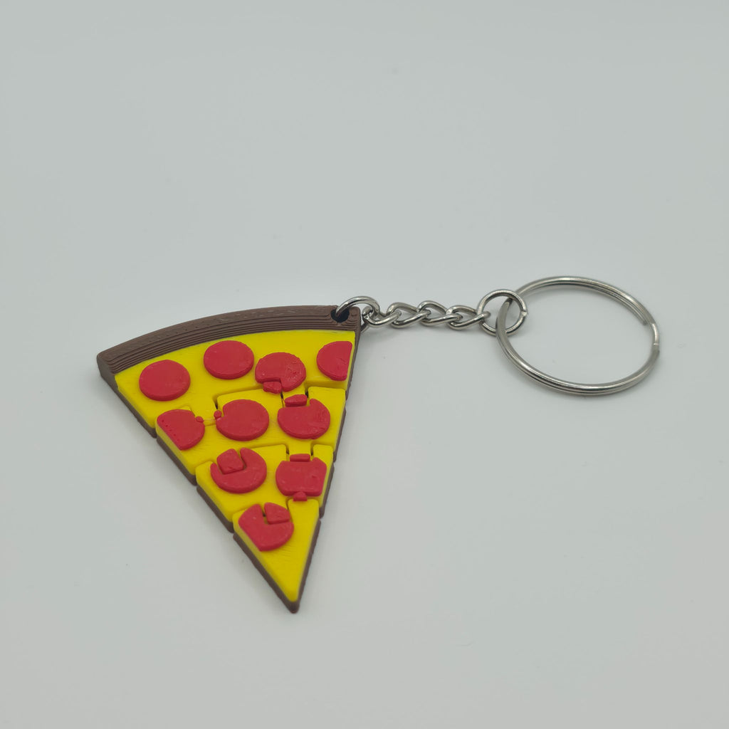 Flexible Pizza Slice Keychain - Articulated 3D Printed Fidget & Foodie Gift