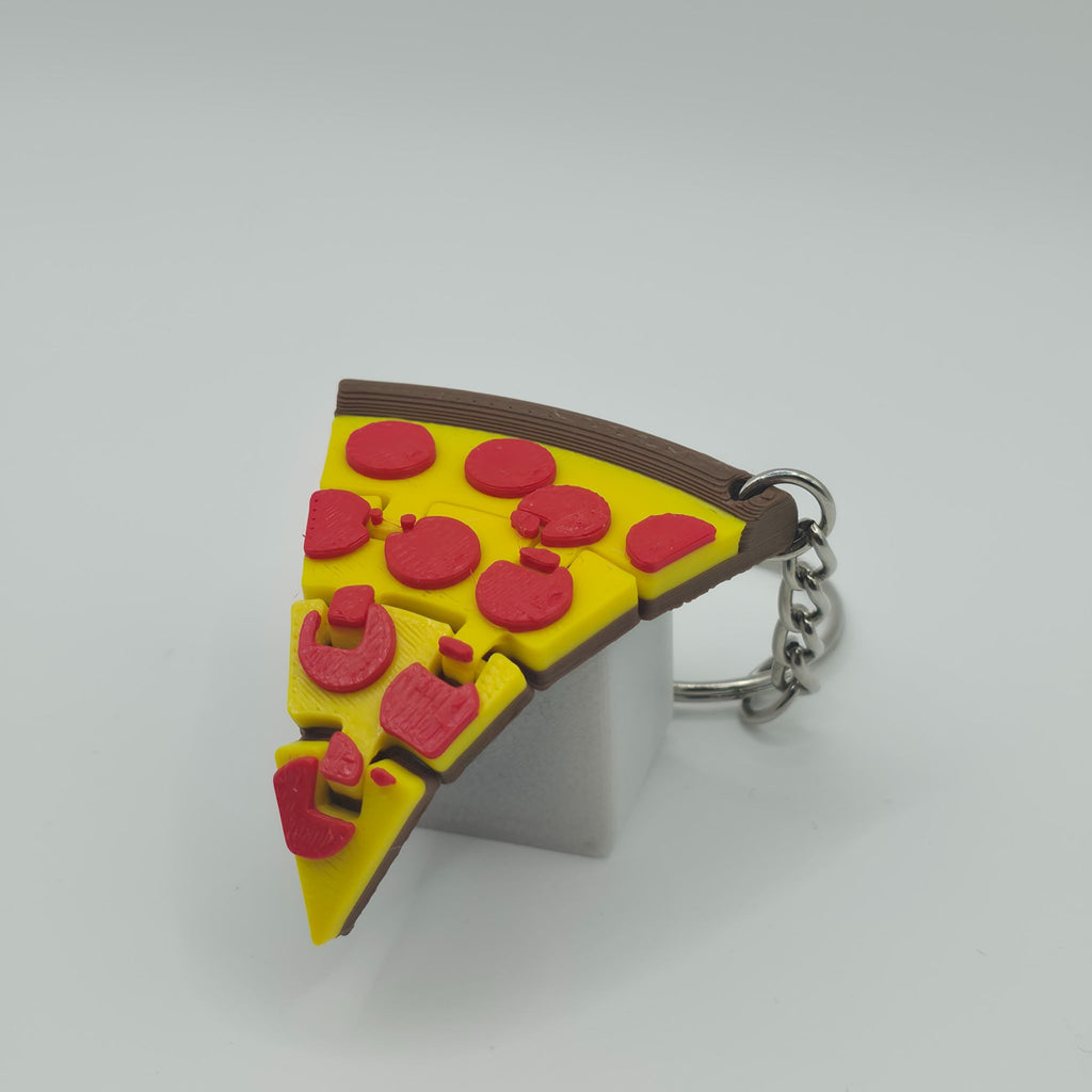 Flexible Pizza Slice Keychain - Articulated 3D Printed Fidget & Foodie Gift