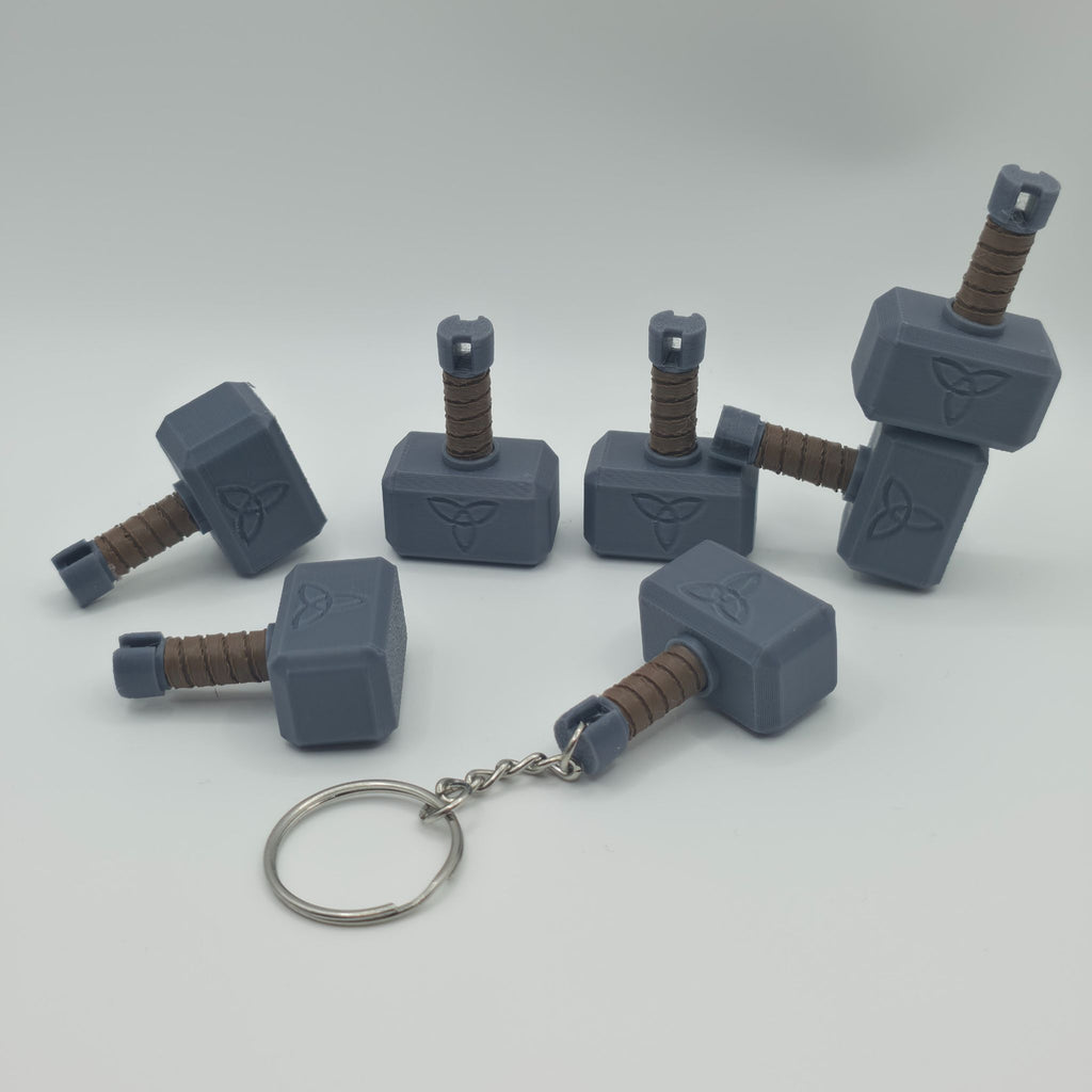 Thor's Hammer Mjolnir Keychain - Detailed 3D Printed Marvel-Inspired Hero Accessory