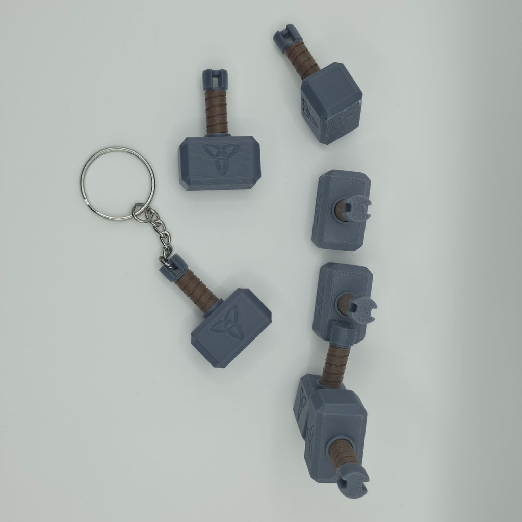 Thor's Hammer Mjolnir Keychain - Detailed 3D Printed Marvel-Inspired Hero Accessory