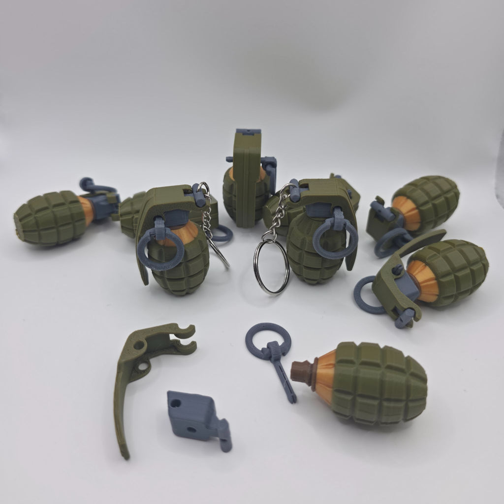 Mini Tactical Grenade Keychain - High-Detail 3D Printed Military-Style Gift