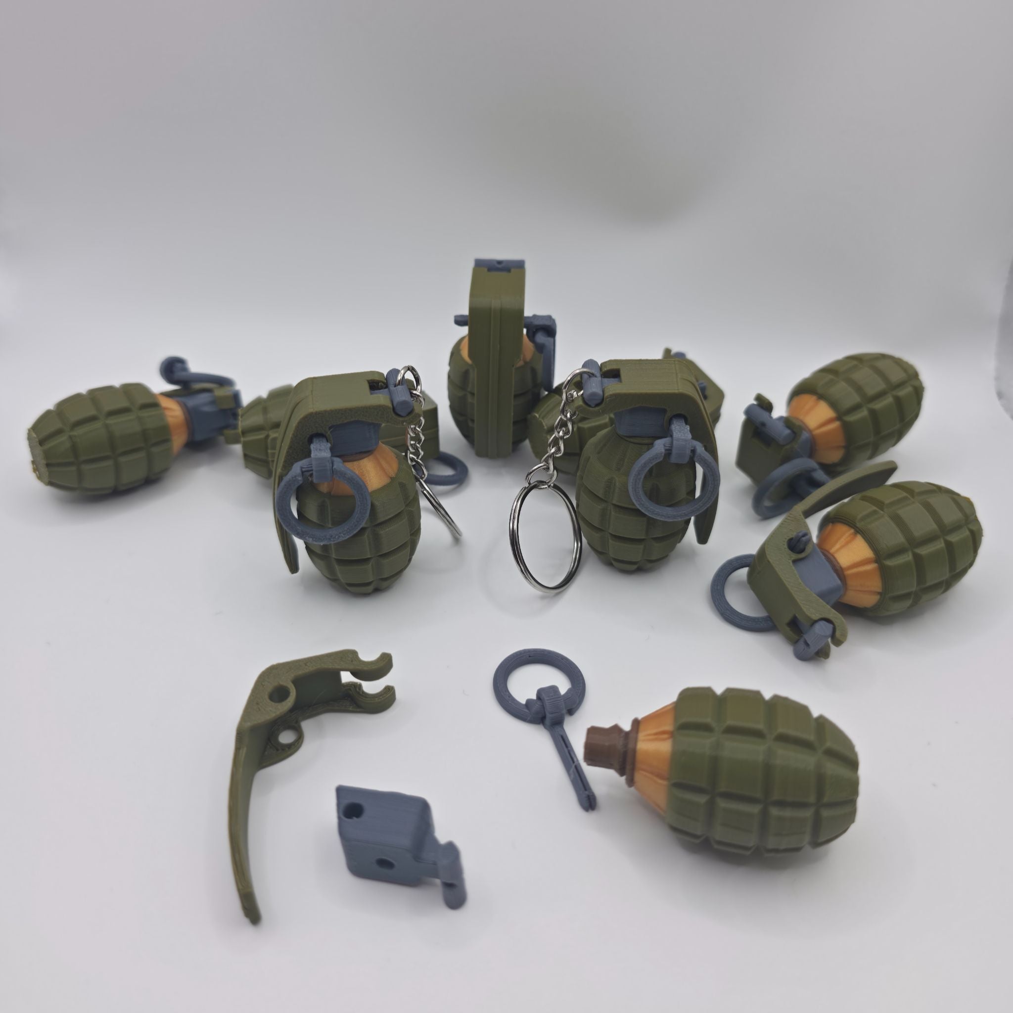 Mini Tactical Grenade Keychain - High-Detail 3D Printed Military-Style Gift