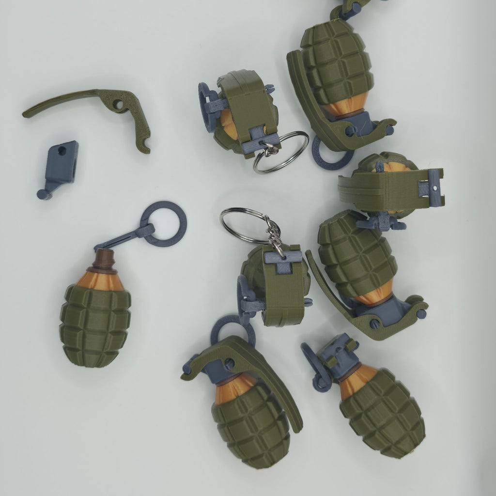 Mini Tactical Grenade Keychain - High-Detail 3D Printed Military-Style Gift
