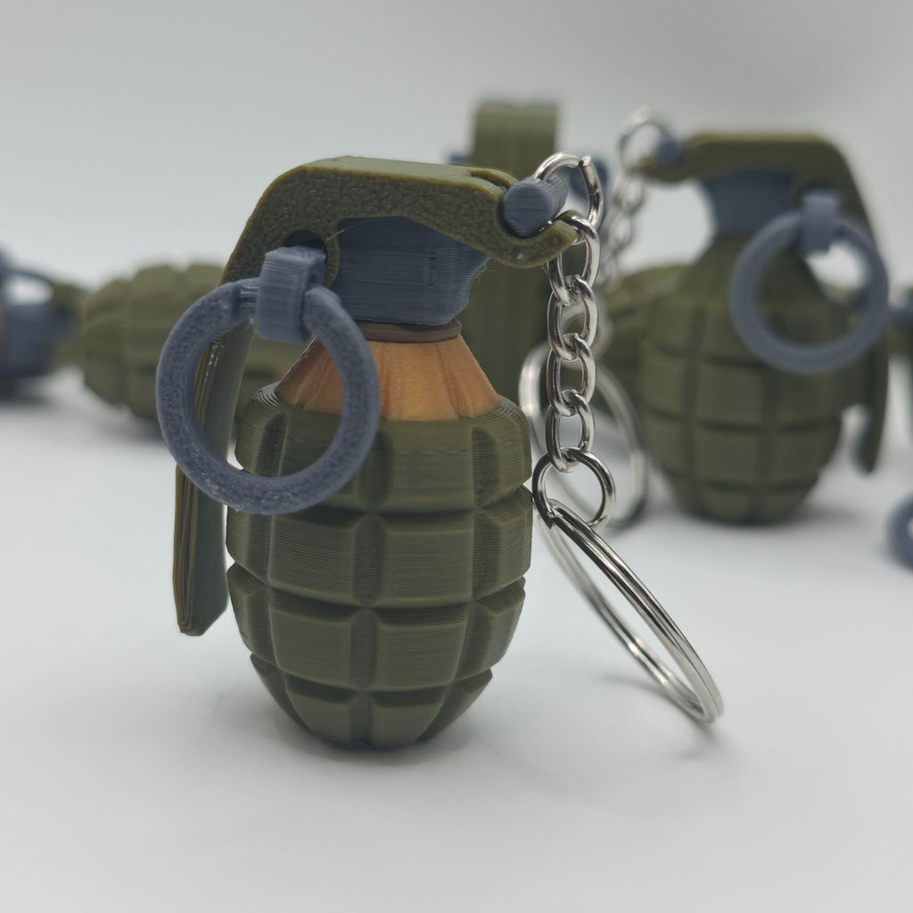 Mini Tactical Grenade Keychain - High-Detail 3D Printed Military-Style Gift