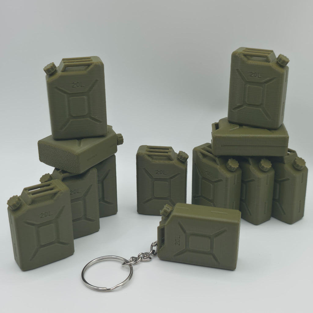 Mini Military Jerry Can Keychain - 3D Printed Tactical Gas Can Accessory
