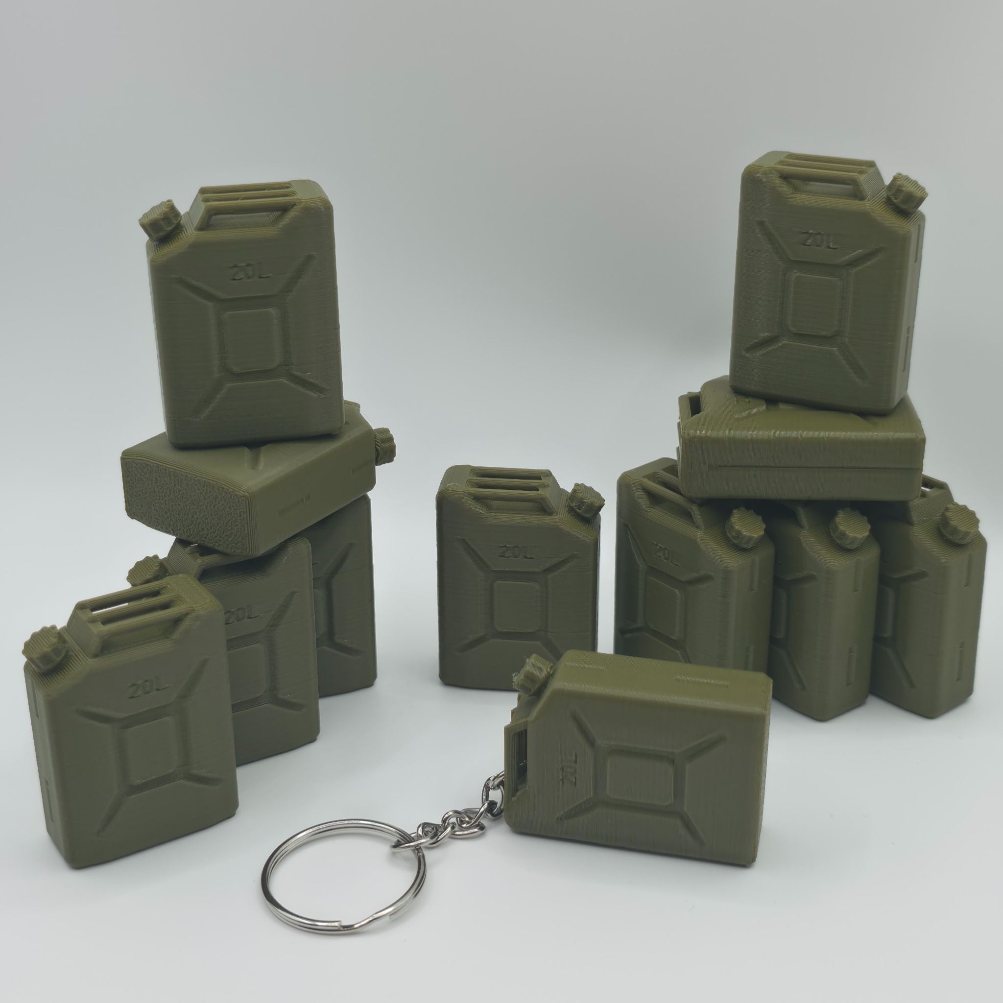 Mini Military Jerry Can Keychain - 3D Printed Tactical Gas Can Accessory
