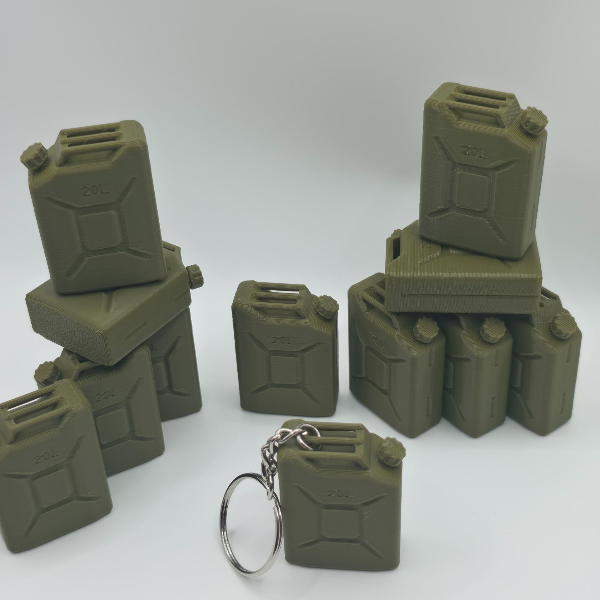 Mini Military Jerry Can Keychain - 3D Printed Tactical Gas Can Accessory
