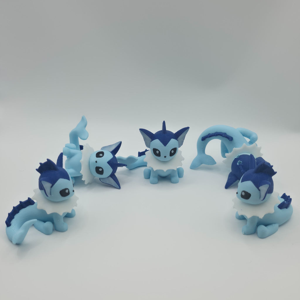 Vaporeon 3D Printed Collectible Figure & Keychain - High-Detail Pokemon Water-Type Fan Art