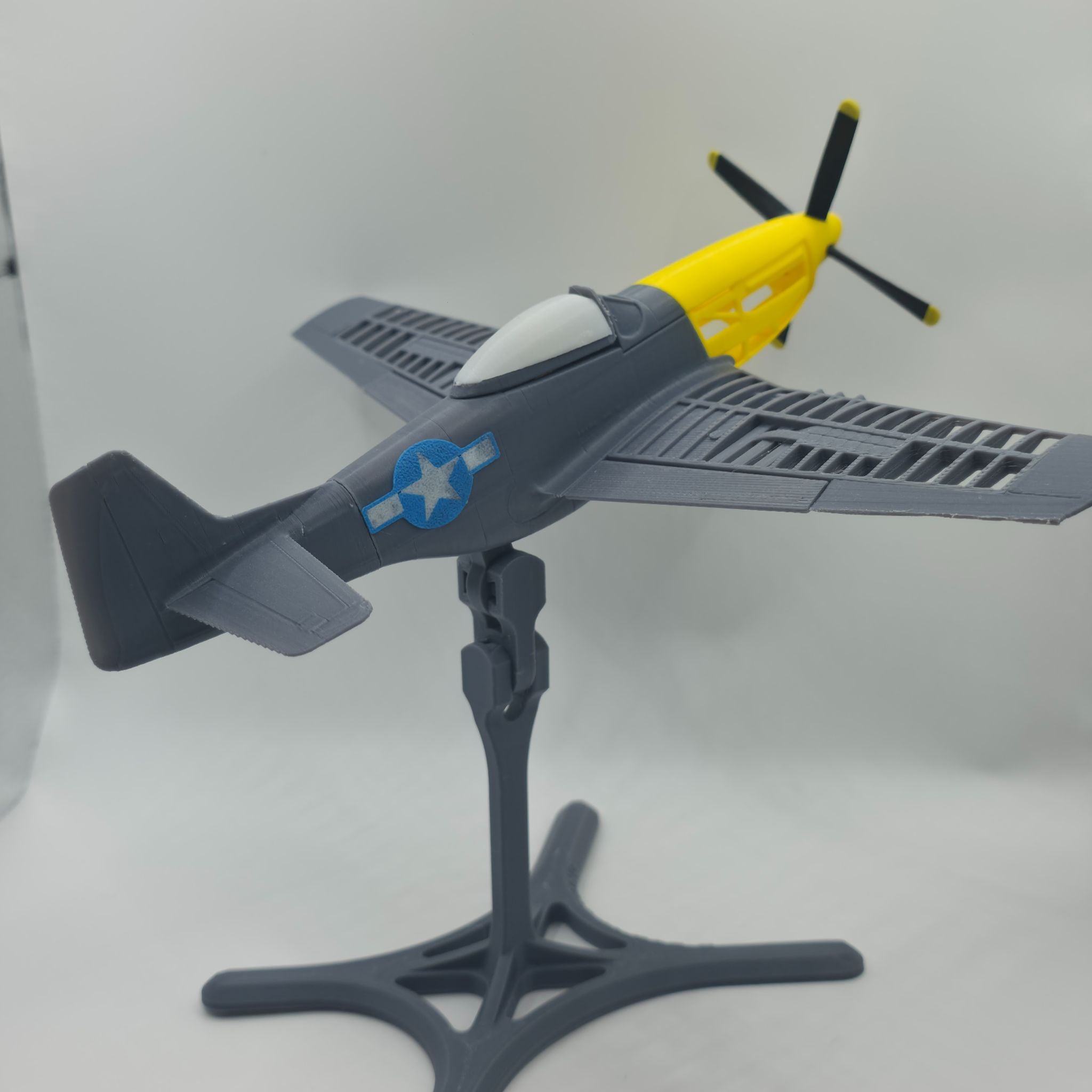 Mustang P-51D Fighter Plane - High-Detail 3D Printed WWII Aviation Miniature