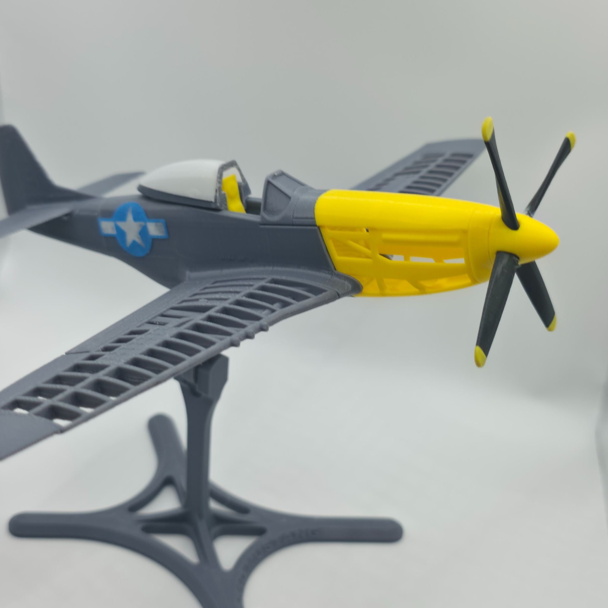 Mustang P-51D Fighter Plane - High-Detail 3D Printed WWII Aviation Miniature