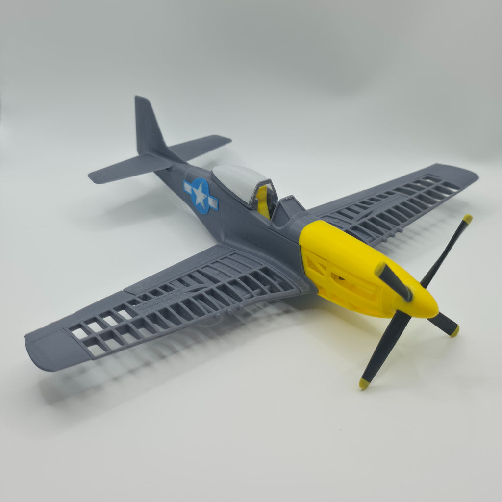 Mustang P-51D Fighter Plane - High-Detail 3D Printed WWII Aviation Miniature