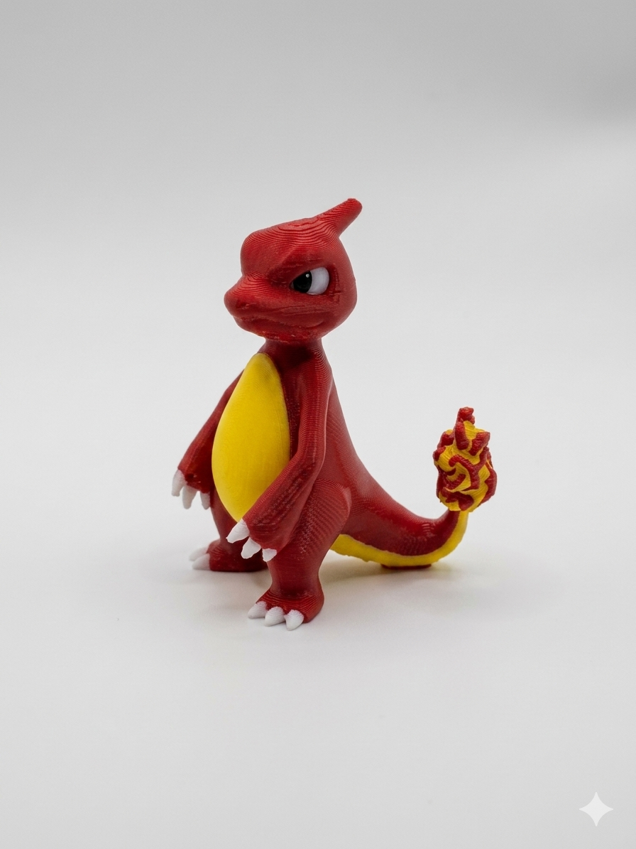High-Quality Charmeleon 3D Printed Figure - Precision Multi-Material Pokémon Collectible Statue | 3D Nuke Toyz