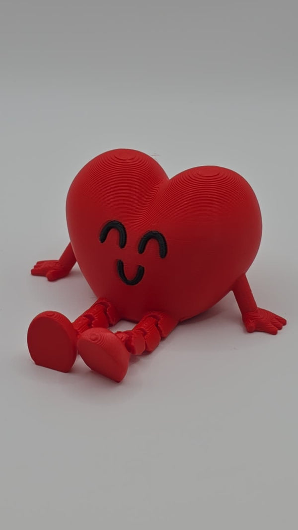 Happy Heart Flexible Friend - Articulated 3D Printed Desk Toy