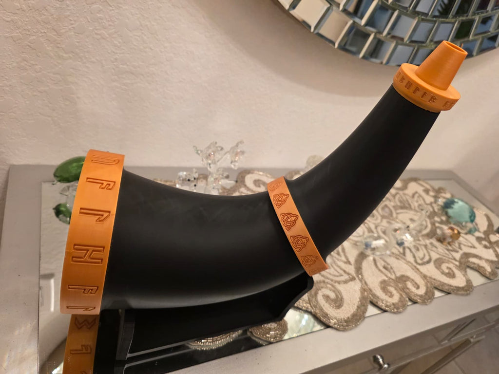 Viking War Horn Prop | 3D Printed Runic Trumpet Replica | Norse Mythology Desk Decor