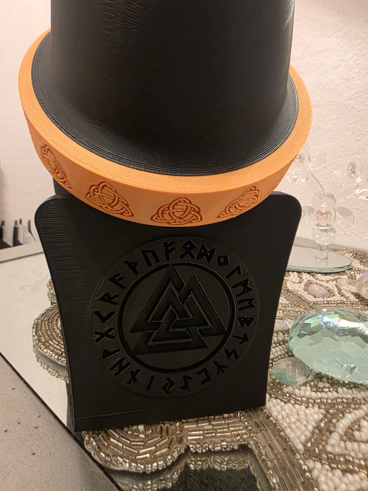 Viking War Horn Prop | 3D Printed Runic Trumpet Replica | Norse Mythology Desk Decor