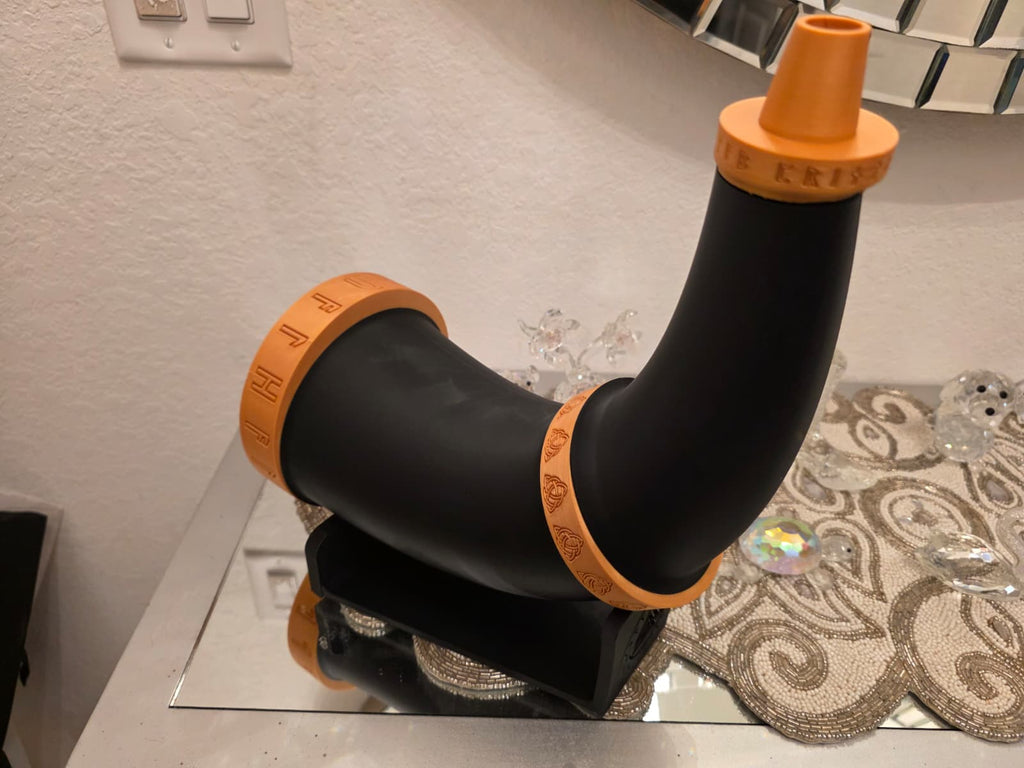 Viking War Horn Prop | 3D Printed Runic Trumpet Replica | Norse Mythology Desk Decor
