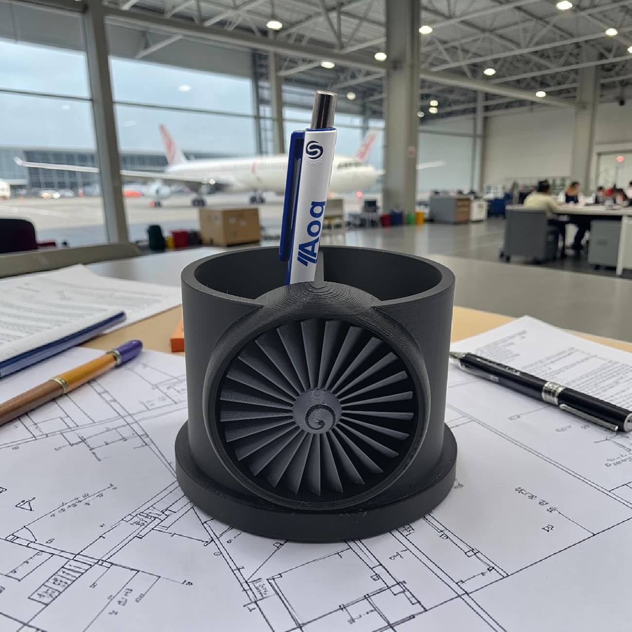 Jet Engine Turbine Desk Organizer | Aerospace-Inspired Pen Holder by 3D Nuke Toyz