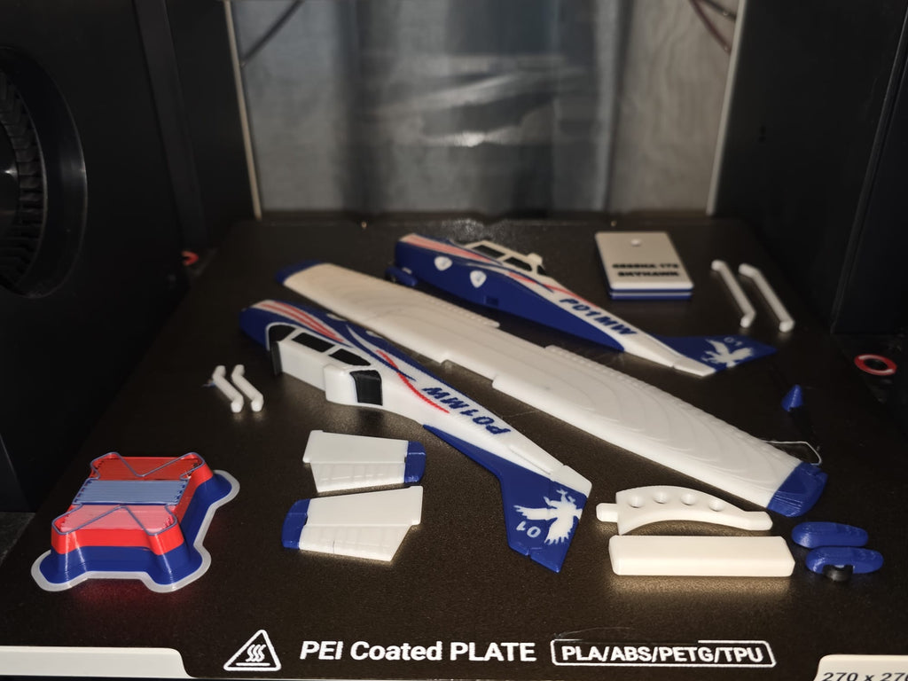 Cessna-Style Single-Engine Airplane Collectible - Multi-Material 3D Printed Replica | 3D Nuke Toyz