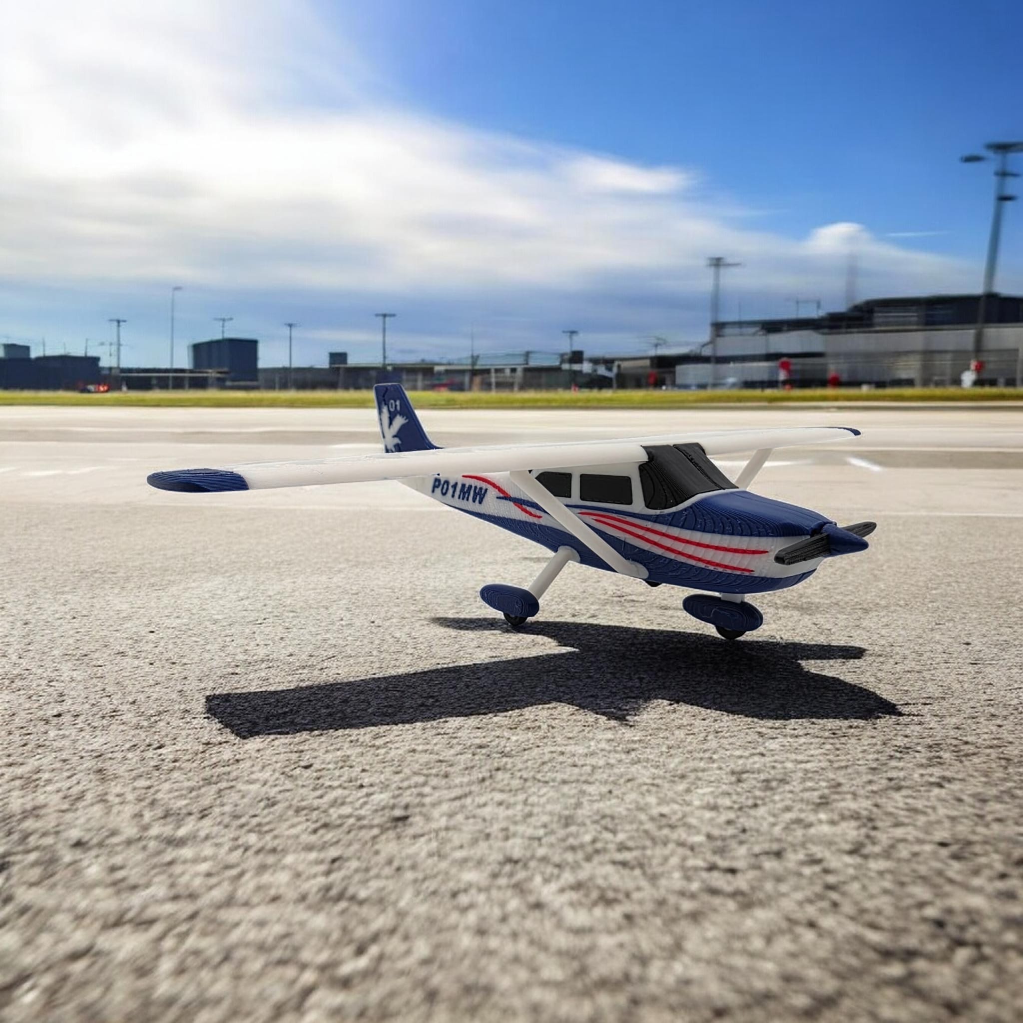 Cessna-Style Single-Engine Airplane Collectible - Multi-Material 3D Printed Replica | 3D Nuke Toyz