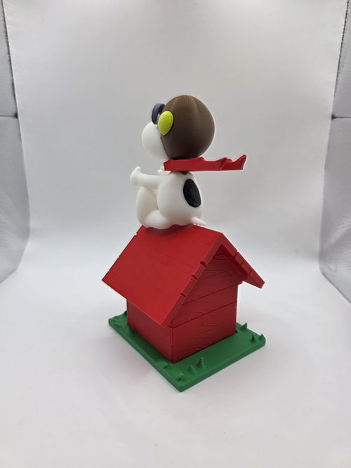 3D Printed Snoopy Flying Ace Figure – Multi-Color Peanuts Doghouse Collectible & Desk Decor