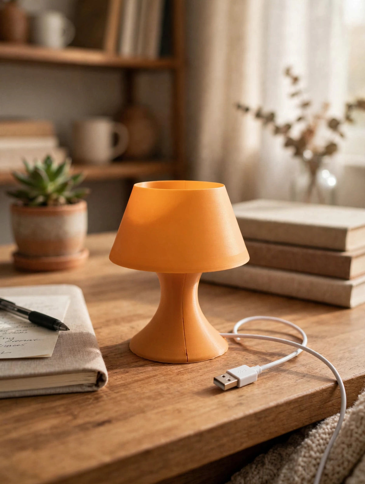 Mini lamp in cozy home office