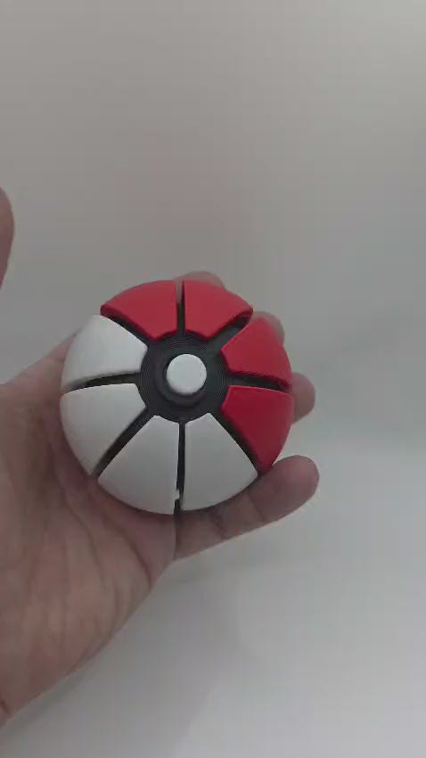 3D Printed Pokéball Fidget Clicker – Mechanical Stress Relief Toy & Desk Gadget